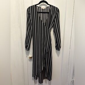 Loft Petite Striped Midi Wrap Dress